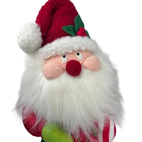 Vintage Large 3D Plush Santa Head Christmas Stocking 24 Inches Tall - Picture 2 of 7